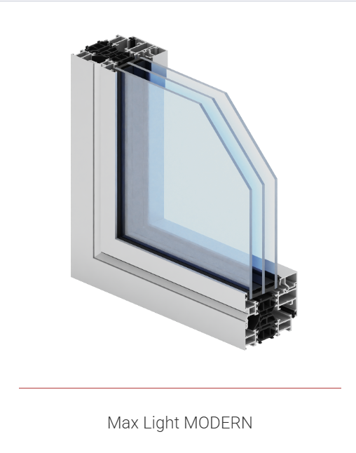Max Light Modern frame corner with flat aluminum faces and visible opening sash