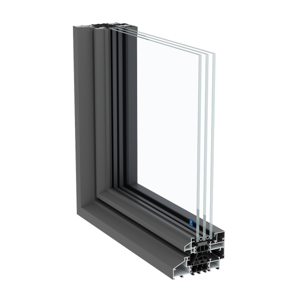 SlimLine 38 Classic frame corner with sloping profile face and glazing section